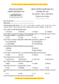 Đề thi thử Hóa Học trường Bình Giang lần 1 năm 2021