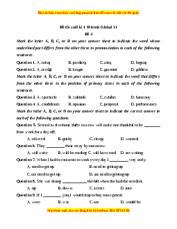 Đề thi cuối kì 1 Tiếng Anh 11 Friends global (Đề 4)