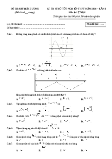 Đề thi thử tốt nghiệp Toán Sở GD HẢi Dương lần 2 năm 2024
