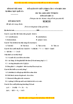 Đề thi thử Hóa Học trường Quế Võ 1 năm 2021