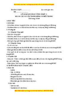 Giáo án Bài 19 Công nghệ cơ khí 11 Kết nối tri thức: Các cơ cấu trong động cơ đốt trong
