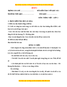 Đề thi cuối kì 2 Tiếng Việt lớp 3 Chân trời sáng tạo (Đề 6)