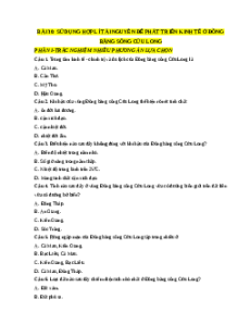 Trắc nghiệm Bài 30: Sử dụng hợp lí tự nhiên để phát triển kinh tế ở Đồng bằng sông Cửu Long Địa lí 12 Đúng-Sai, Trả lời ngắn sách mới 2025