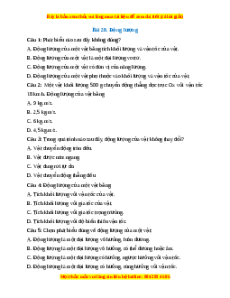 Trắc nghiệm Động lượng Vật lí 10 Kết nối tri thức