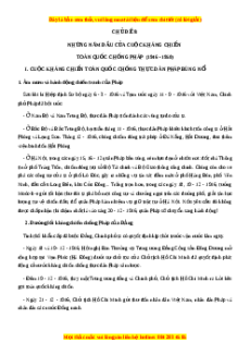 Trắc nghiệm Những năm đầu của cuộc kháng chiến toàn quốc chống Pháp (1946-1950) Lịch sử 12