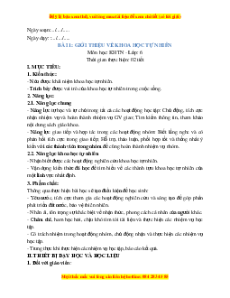 Giáo án Hóa học - KHTN 6 Chân trời sáng tạo