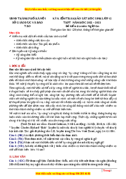 Đề thi thử Ngữ văn Sở Hà Nội lần 1 năm 2023