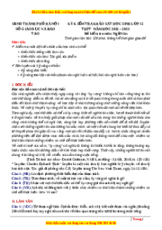 Đề thi thử Ngữ văn Sở Hà Nội lần 1 năm 2023