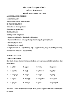 Đề cương ôn tập Cuối kì 2 Tiếng Anh 11 Global succes