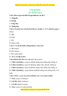 Trắc nghiệm Oxygen. Không khí KHTN 6 Kết nối tri thức