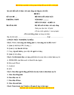 Đề thi giữa kì 1 Tin học 11 Kết nối tri thức (đề 1)