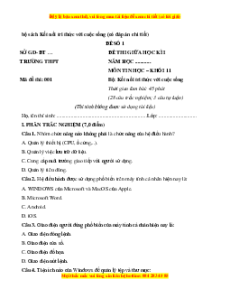 Đề thi giữa kì 1 Tin học 11 Kết nối tri thức (đề 1)