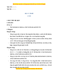 Giáo án Bài 17 Lịch sử 8 Chân trời sáng tạo (2024): Ấn Độ