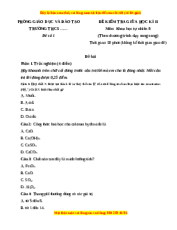 Đề thi giữa kì 2 KHTN 8 Chân trời sáng tạo (song song) - Đề 1