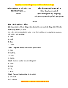 Đề thi giữa kì 2 KHTN 8 Chân trời sáng tạo (song song) - Đề 1