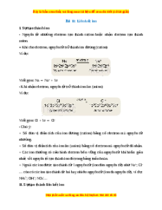 Lý thuyết Liên kết ion Hóa học 10 Kết nối tri thức