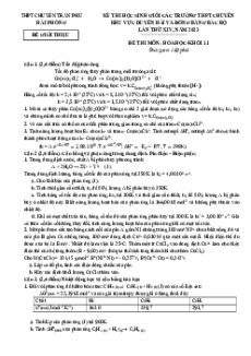 Đề thi HSG Hóa học 11 Trường THPT Chuyên Trần Phú - Hải Phòng