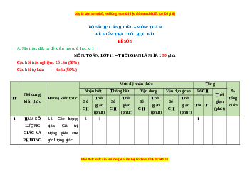 Đề thi cuối kì 1 Toán 11 Cánh diều - Đề 9