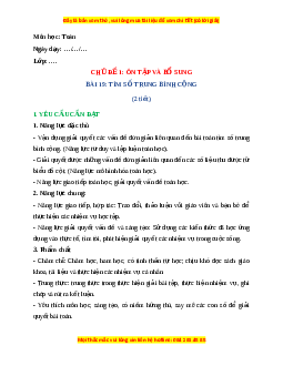 Giáo án Tìm số trung bình cộng Toán 4 Chân trời sáng tạo