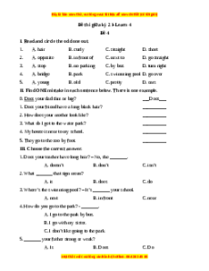 Đề thi giữa kì 2 Tiếng Anh lớp 4 i-Learn Smart Start (Đề 4)