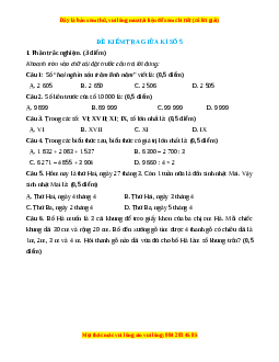 Đề thi giữa kì 2 Toán lớp 3 Chân trời sáng tạo (Đề 5)