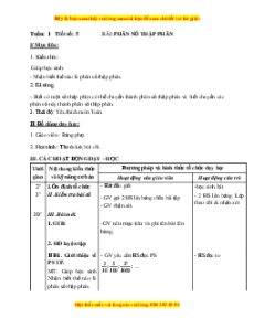 Giáo án Bài 5 Toán lớp 5: Phân số thập phân