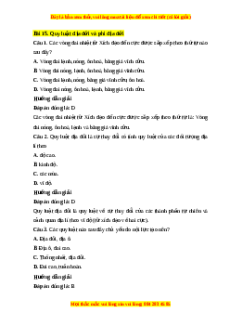 Trắc nghiệm Bài 15: Quy luật địa đới và phi địa đới Địa lí 10 Cánh diều