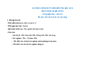 Đề thi Cuối kì 2 Công nghệ Điện Điện tử 12 Kết nối tri thức