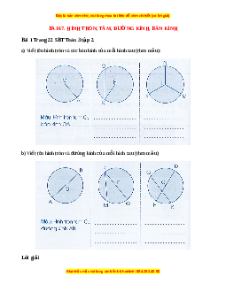 VBT Toán lớp 3 Bài 67 (Cánh diều): Hình tròn, tâm, đường kính, bán kính
