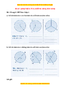 VBT Toán lớp 3 Bài 67 (Cánh diều): Hình tròn, tâm, đường kính, bán kính