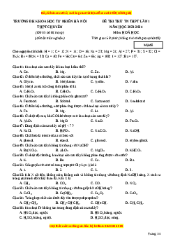 Đề thi thử tốt nghiệp Hóa học trường Chuyên KHTN Hà Nội lần 1 năm 2024