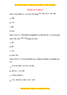 Trắc nghiệm Ôn tập chương V Toán 10 Chân trời sáng tạo