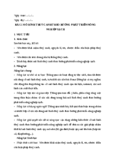 Giáo án chuyên đề Bài 2: Mô hình thủy canh theo hướng phát triển nông nghiệp sạch Sinh học 11 Kết nối tri thức