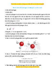 Lý thuyết Liên kết hydrogen và tương tác Van Der Waals Hóa 10 Cánh diều