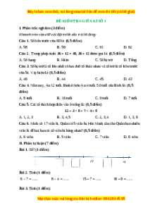Đề thi giữa kì 1 Toán lớp 2 Kết nối tri thức - Đề 1