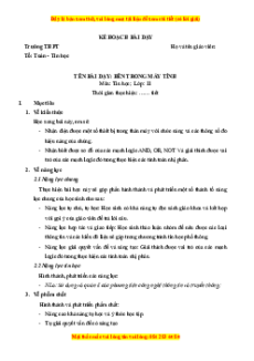 Giáo án Bài 4 Tin 11 Kết nối tri thức: Bên trong máy tính