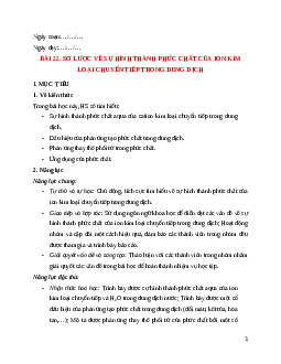 Giáo án Bài 22 Hóa học 12 Cánh Diều: Hình thành phức chất của ion kim loại chuyển tiếp trong dung dịch