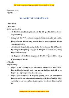Giáo án Điện thế và thế năng điện Vật lí 11 Chân trời sáng tạo