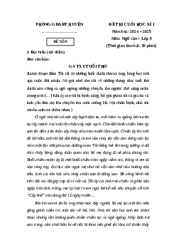 Đề thi Cuối kì 1 Ngữ văn 9 Cánh diều 2024 (Đề 8)