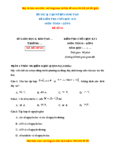 Đề thi cuối kì 1 Toán 6 Chân trời sáng tạo (Đề 4)