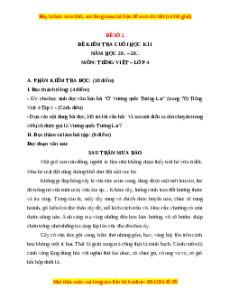 Đề thi cuối kì 1 Tiếng Việt lớp 4 Cánh diều (đề 2)