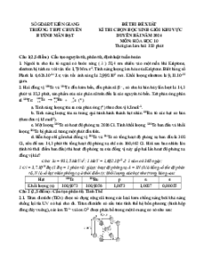 Đề thi HSG Hóa học 10 Trường THPT Chuyên Huỳnh Mẫn Đạt - Kiên Giang