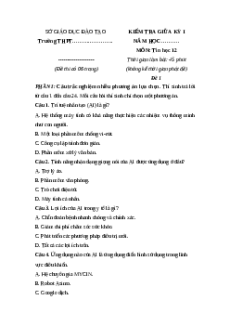 Đề thi giữa kì 1 Tin học 12 Kết nối tri thức 2024 (Đề 1)