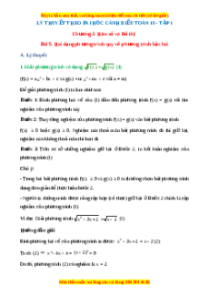 Lý thuyết Bài 5: Hai phương trình quy về phương trình bậc hai Toán 10 Cánh diều