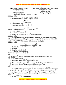 Đề thi vào 10 môn Toán tỉnh Trà Vinh (Hệ không chuyên) năm 2021