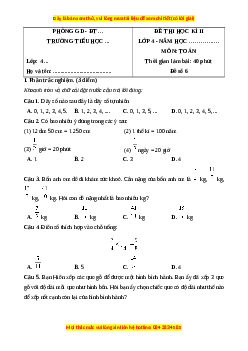 Đề thi cuối kì 2 Toán lớp 4 Kết nối tri thức (Đề 6)