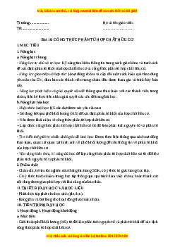 Giáo án Công thức phân tử hợp chất hữu cơ Hóa học 11 Chân trời sáng tạo
