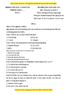 Đề thi giữa kì 1 KHTN 8 Cánh diều (song song) - Đề 2