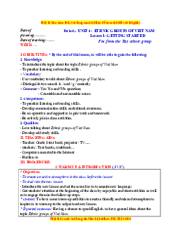 Giáo án Unit 4: Ethnic groups of Viet Nam Tiếng Anh 8 Global success