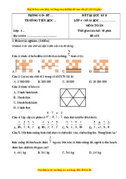 Đề thi cuối kì 2 Toán lớp 4 Cánh diều - Đề 8